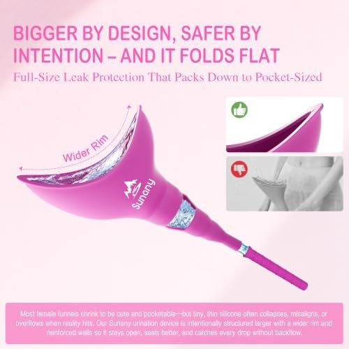 Female Urination Device, Reusable Female Urinal Silicone Women Pee Funnel | Women to Pee Standing Up, The Perfect Companion for Camping,Travel travel outdoor, folds compact, easy rinse - Image 2
