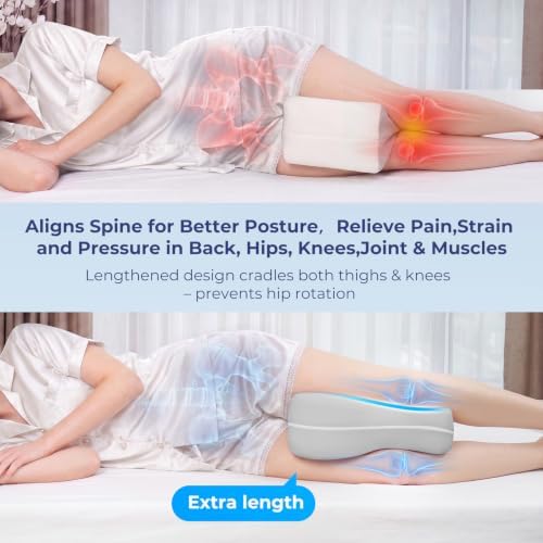 13" Extended-Length Knee Pillow for Side Sleepers with Full Thigh Support - Image 2