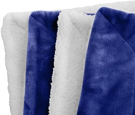 Elegant Comfort Luxury Ultra-Plush Velvet Touch Fleece Throw Soft, Warm, Cozy| Micromink Sherpa-Backing Reversible Blanket for Bed, Sofa and Couch, Solid Royal Blue (Pack of 2) - Image 3