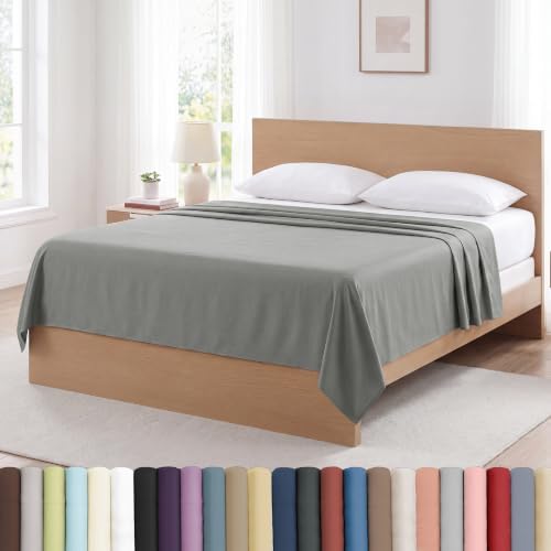 Full Flat Sheets Only 2 Pack Microfiber Oversized Soft Hotel Quality Grey by SouthshoreFineLivingInc