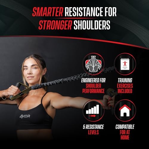 4KOR Cross Anchor Shoulder Performance Training System. Resistance Cords with Handles and Dynamic Workout Guide. Exercise Bands with Nylon Sleeves, Rubber Grips, and Carry Bag for Rehab and Strength - Image 4