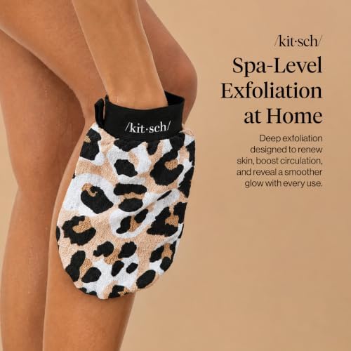 Kitsch Exfoliating Glove – Exfoliating Mitt - 1pc Leopard - Image 2