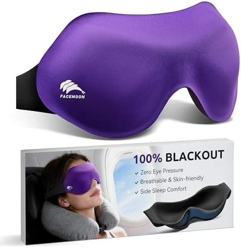 Sleep Mask for Side Sleepers: Lash Extensions 3D Contoured Eye Mask – Airplane Travel Essential, Zero-Pressure Light Blackout Eye Mask for Women – Soft Night Blindfold for Long Flights (Purple) by FACEMOON