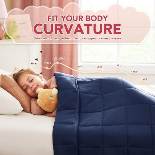 CuteKing Weighted Blanket (10lbs, 50"x60", Navy Blue) Heavy Blanket for 90-100lbs, Weighted Blanket for Cooling & Heating with Premium Glass Beads, Thick Blanket All-Season - Image 3