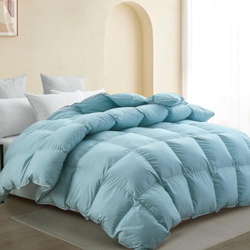 SNOWMAN Premium Down Comforter Cal King, Blue Duvet Insert All Season by SNOWMAN