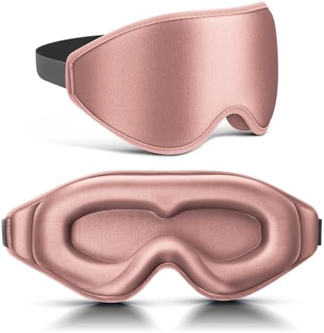 FlyCoco 99% Fully Block Out Light Eye Sleep Mask, 3D Deep Contoured Eyes Cover Zero Pressure, Long Lash Extension Eyes Mask with Adjustable Straps for Sleeping Travel Home Nap Rest Women Men (Rose) by Unknown