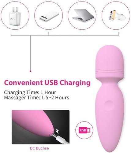 Mini Wand Massager,Small Cordless Hand-held Massager,Quiet,Rechargeable Personal for Neck Shoulder Back Body Massage[4.35 * 1.18 in] - Image 5