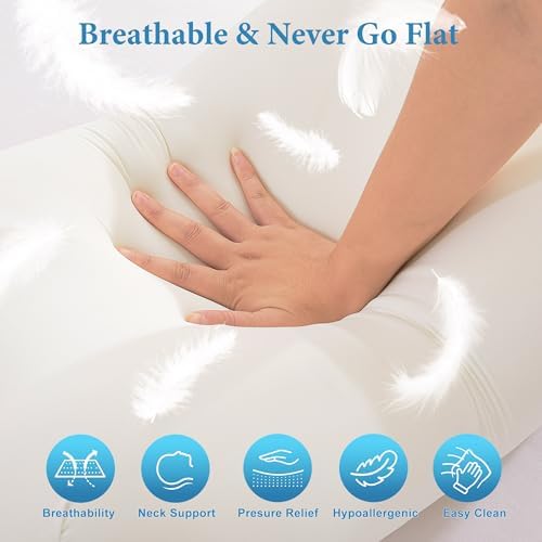 Cervical Pillow for Neck Pain Relief - Contour Memory Foam Pillow for Side and Back Sleepers, Dual Height 4.7" and 3.2" Ergonomic Orthopedic Neck Pillow, Medium-Firm Cervical Spine Support - Image 6