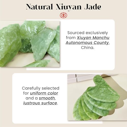 Rena Chris Gua Sha and Face Roller Set: Anti-Breakage Jade Roller for Long-Lasting Use, Jawline Sculpting and Puffiness Reducing, Gua Sha Facial Tools for Self Care Gift (Green) - Image 5