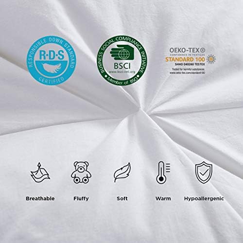 Luxurious All-Season Goose Down Comforter California King (Cal King) Size Duvet Insert, Exquisite Pinch Pleat Design, 1200 Thread Count 100% Egyptian Cotton, 75 oz Fill Weight, White - Image 5