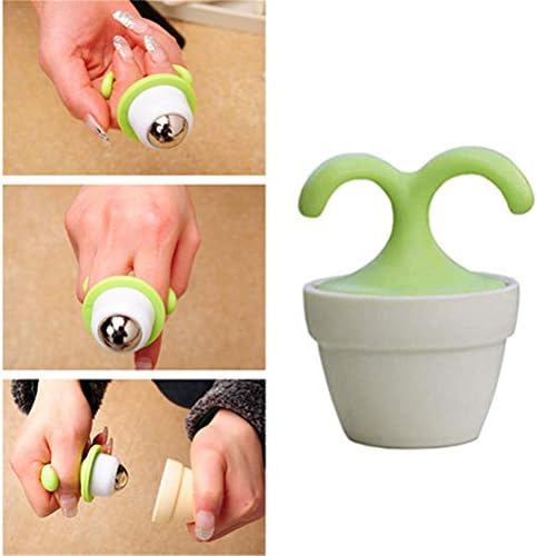 VUFVOID 2PCS Handheld Body Massager Mini Potted Plant Shaped Roller Ball Bead Relaxation Neck Foot Face Pot Desk Decor Massage Cooling for Neck (Green with White) - Image 2