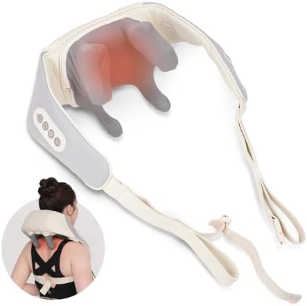 HuBDIC HubiCare Mini Neck Massager with Heat, Cordless Electric Massager for Neck and Shoulder, Upgarded 4D Deep Tissue Kneading, Deep Massage at Home for Pain Relief, Muscle Relaxation Gifts by HuBDIC
