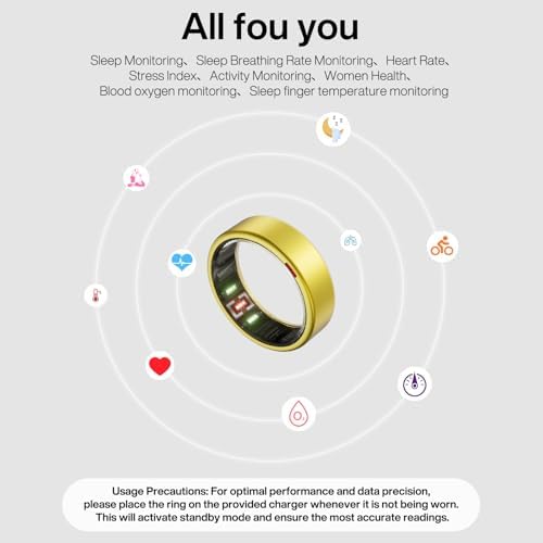 POBOVi Gen 2 Titanium Smart Ring for Women & Men, Sleep & Heart Rate Tracker, No Subscription, Size Before You Buy (Gold, 9) - Image 3