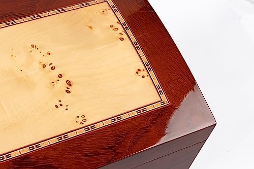 Prestige Import Group The Broadway Arch Top Cigar Humidor - Up to 150 Cigar Capacity - Color: Lacquer Burl w/Mappa Wood Inlay - Image 3