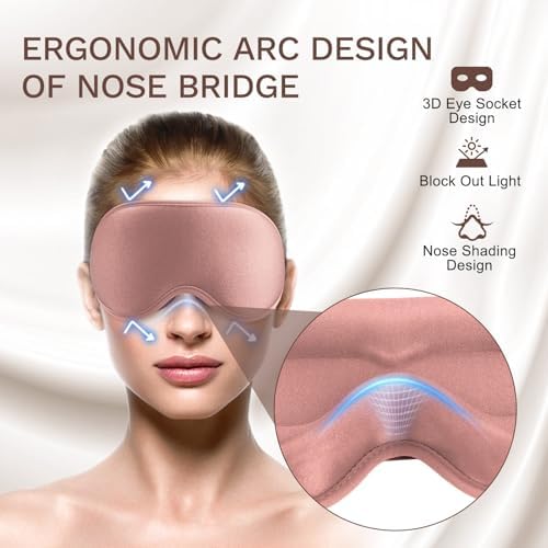 FlyCoco 99% Fully Block Out Light Eye Sleep Mask, 3D Deep Contoured Eyes Cover Zero Pressure, Long Lash Extension Eyes Mask with Adjustable Straps for Sleeping Travel Home Nap Rest Women Men (Rose) - Image 5
