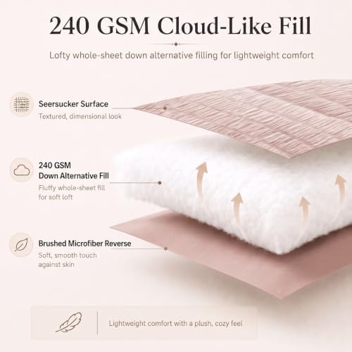 CozyLux Full Size Comforter Sets 7 Pieces Rose Gold Seersucker Bed in a Bag - Image 3