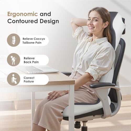FLORICH Upgraded 3-in-1 Memory Foam Car Seat Cushion Set with Lumbar Support & Neck Pillow, Washable Driving Seat Cushion for Back & Sciatica Pain Relief, Non-Slip Seat Cushion for Car, Office-Gray - Image 6