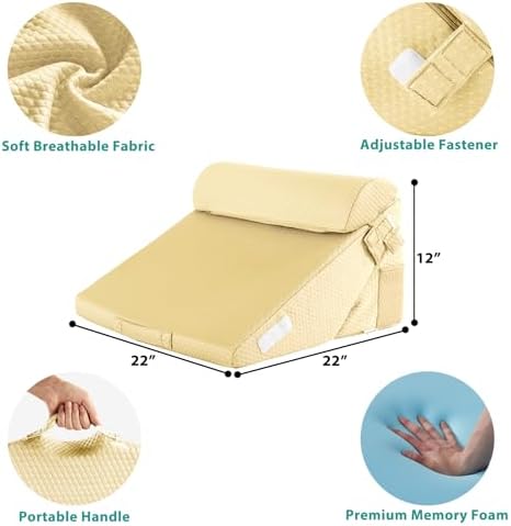 Bedluxe Wedge Pillow Set for After Surgery, Orthopedic Bed Wedge Yellow - Image 3