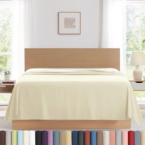 XL Oversized King Flat Sheet Only 132x110 California King Flat Sheet Cream by SouthshoreFineLivingInc