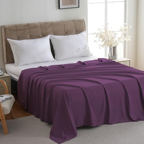 ZPECC Twin Flat Sheet Only 6 Pack, Durable Dark Purple Top Bed Sheets Hypoallergenic Soft Brushed Microfiber Color-Coded Label, 66"x96" - Image 2