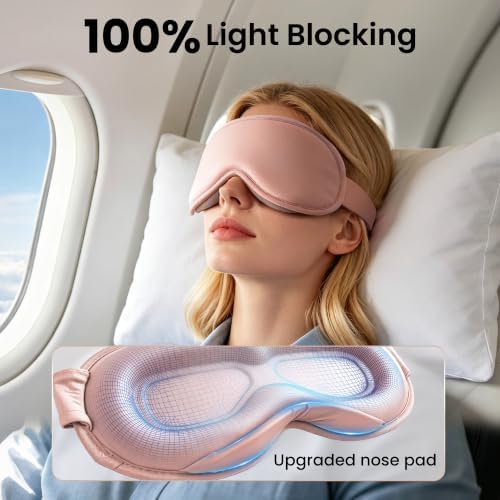 Weighted Eye Mask for Sleep, 3D Blackout Sleep Mask for Women Men, Pink - Image 2