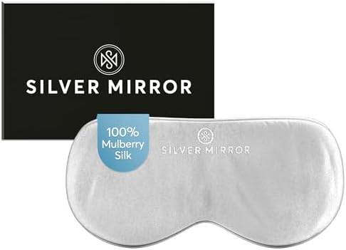 100% Silk Sleep Mask in Silver, Light Blocking Eye Mask with Mulberry Silk by SilverMirror