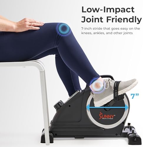 Sunny Health & Fitness 2-in-1 Smart Magnetic Pedal Exerciser, Compact Indoor Under-Desk Mini Exercise Bike for Full Body Cardio Workout and Physical Therapy, Free SunnyFit Training App Connection - Image 5