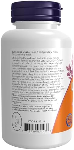 NOW Supplements, Ubiquinol 100 mg, High Bioavailability (the Active Form of CoQ10), 120 Softgels - Image 3