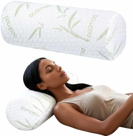 Cervical Neck Roll Pillow – Memory Foam Bolster Pillow for Neck & Back Support, Ergonomic Cylinder Pillow with Washable Cover for Side Sleepers, Lumbar, Knee & Leg Support by Jenzelix