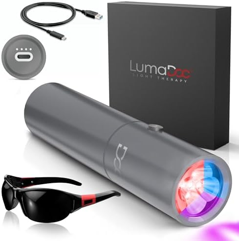 FSA-HSA Eligible Handheld Red Light Therapy for Body, LED Light Treatment Device with Blue and NIR Infrared for Pain Relief, Portable Wand for Face, Neck, Back, Shoulder & Feet by LumaDoc