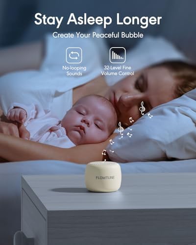 FLOWTUNE Sound Machine White Noise Machine for Baby Adults, 18 Non-looping Sounds, Timer, Memory Function, Portable Sleep Sound Therapy Gift (Putty) - Image 3