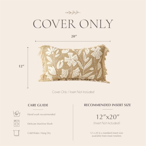 BlissBlush Lumbar Pillow Cover 12x20 Inch Indoor Outdoor, Jute Inspired Floral Tufted Decorative Accent Pillow Case for Patio Couch Sofa Living Room, Cover Only - Image 6