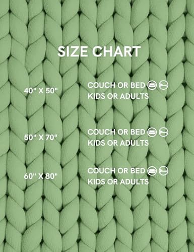 YnM Chunky Throw Blanket, Medium-Weight, Hand Knitted, Skin Friendly, Ventilated and Breathable, Machine Washable, Home Décor Piece for Couch, Sofa and Bed (Avocado Green, 60x80 Inch) - Image 6
