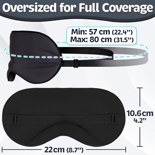 Sleep Mask - Black, 100% Tencel Derived from Natural Wood Pulp - Lightweight Eye Mask with Adjustable Strap - Blackout Blindfold for Women & Men - Comfortable Light Blocking Eye Cover - Image 4