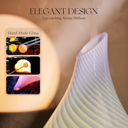 Porseme Essential Oil Diffuser 280ml Handmade Glass Diffuser 7H Runtime - Image 5