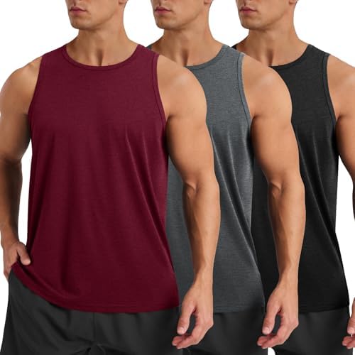 BOOJO 3 Pack Tank Tops Men - Summer Quick Dry Moisture Wicking Workout Muscle Sleeveless Shirts for Gym Beach Running by BOOJO