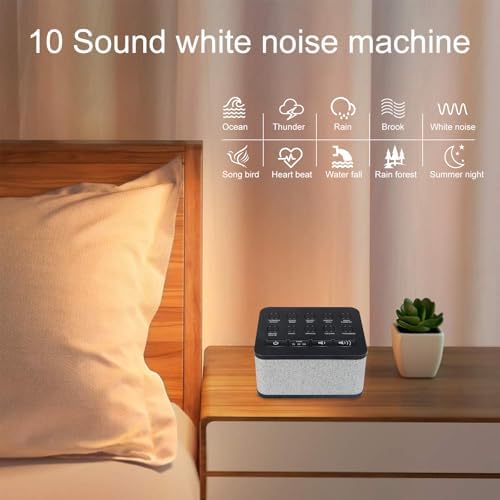 White Noise Sound Machine, Protable Travel Noise Sound Machine for Sleep with 10 Natural Soothing Sounds for Adults Baby Kids, AC/Battery Powered Sleep Timer Therapy for Home Office, Black - Image 2