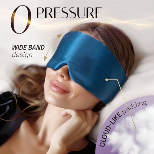 Silk Sleep Mask Soft Pressureless: 100% Mulberry Silk for Eye Skin Anti Wrinkles, Large Size for Total Blackout, Adjustable Wide Velcro Ear Cover - Image 4