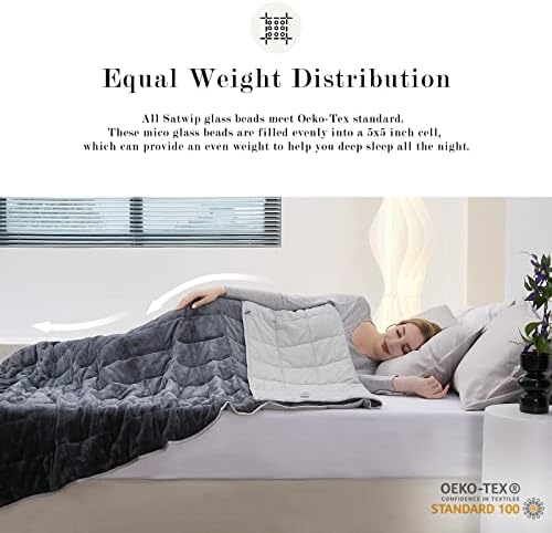 Satwip Weighted Blanket Queen Size 15lbs Fuzzy Warm Flannel Throw Blanket with Soft Breathable Sanded, 60 x 80 inches, Grey - Image 4