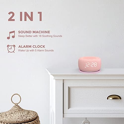 Buffbee Sound Machine & Alarm Clock 2-in-1-0-100% Display Dimmer, Under Light, Sleep Timer, Precise 30-Level Volume Control White Noise Machine - Image 2
