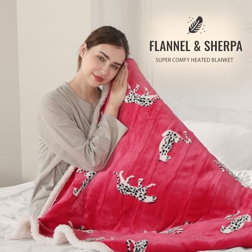 ESTINGO Electric Throw Blanket, 50"x60" Small Heated Blanket Throw with 5 Heating Levels & 4 Hours Auto Off, Super Cozy Soft Sherpa Electric Heated Blanket with Fast Heating - Image 4