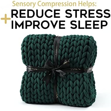 YnM Knitted Weighted Blanket, Handmade Chunky Knitted Design, Soft and Cozy, Temperature Regulating and Breathable, Machine Washable Throw for Sleep or Home Decor (Pacific Green, 80x87 Inch, 25lbs) - Image 4