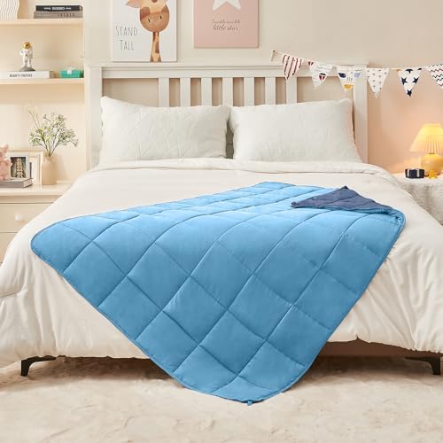 yescool Blue Weighted Blanket 7 Pounds Cooling Weighted Lap Blanket, Heavy Blankets for Sleeping, Weighted Throw Blanket Gifts for 60-80lbs, 40"x60" - Image 4