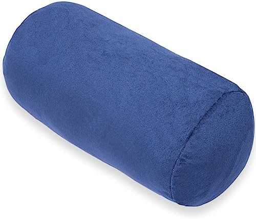1 MIDDLE ONE Round Cylinder Bolster Pillow with Removable Velvet Cover, Tube Roll Cervical Pillow for Head, Neck, Back and Legs Support, 13"x 6", Blue by 1MIDDLEONE