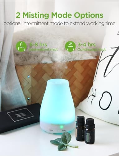 InnoGear 100ml Essential Oil Diffuser for Home with 6 Oils Gift Set, White - Image 3