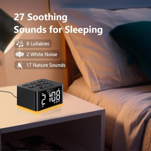 3-in-1 Sound Machine White Noise Machine Dual Alarms 12 Color Night Lights 30 Soothing Sounds 15 Wake Up Sounds 32 Volume for Baby Adults Kids Sleep Timer Memory Function Backup Battery Alarm Clock - Image 3