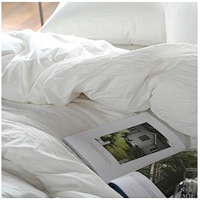 F.Y.Dreams 100% Washed Cotton Duvet Cover for Weighted Blanket 60x80 inches with 16 Ties, Zipper on Long Side/White/Just Duvet Cover - Image 2