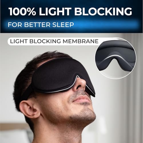 Peace&Quiet | PQ Sleep Mask for Side Sleepers - 3D Contoured Light Blocking Sleeping Mask for Women and Men, Lightweight & Soft Eye Shade Cover for Deep Rest, Premium Quality (Black) - Image 2
