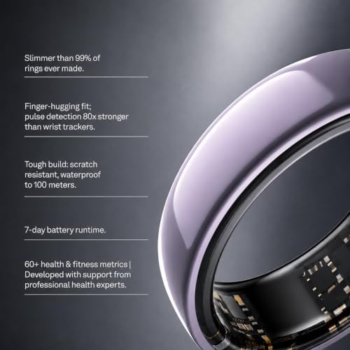 Slim Smart Ring for Women, Ceramic Health Fitness Tracker Black，12# - Image 3