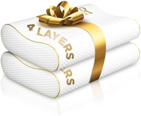 4-Layer Queen (2-Pack), Contour Pillow, Side Sleeper, Orthopedic, Neck Support, Pillow for Neck Pain, Pillow for Side Sleepers, CertiPUR-US by ROYALTHERAPY